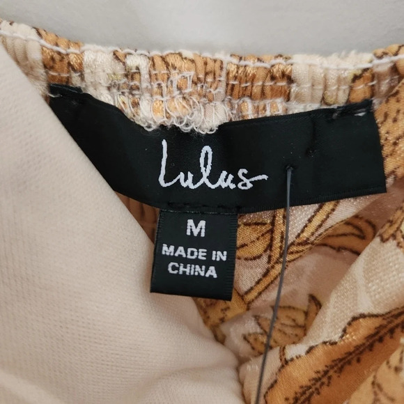 NWT Lulu's | Forever Days Cream Floral Jacquard Tie Strap Wide Leg Jumpsuit Sz M - Picture 12 of 13